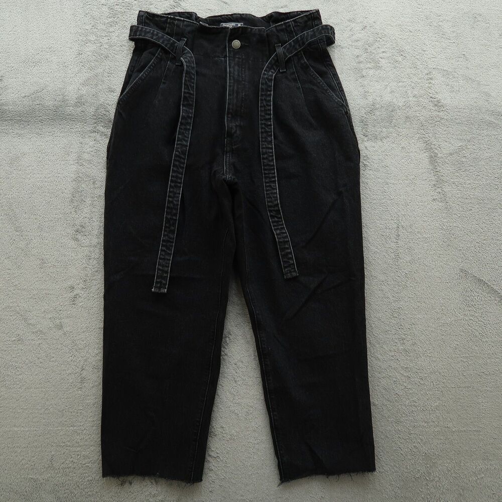 Abercrombie & Fitch Mom Jeans Women's Size 8S Faded Black High-Rise 23" Inseam